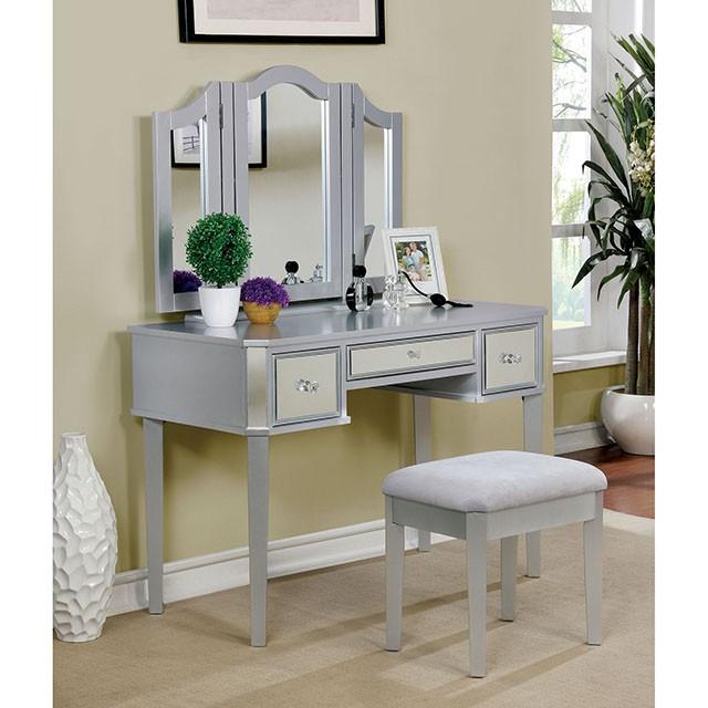 CLARISSE Silver Vanity w/ Stool - Time 2 Sleep (West Covina, CA)