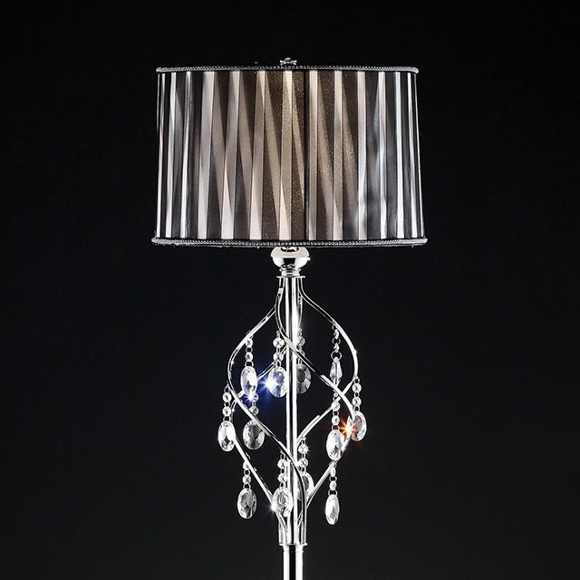 Arya Black/Chrome Floor Lamp, Hanging Crystal - Time 2 Sleep (West Covina, CA)