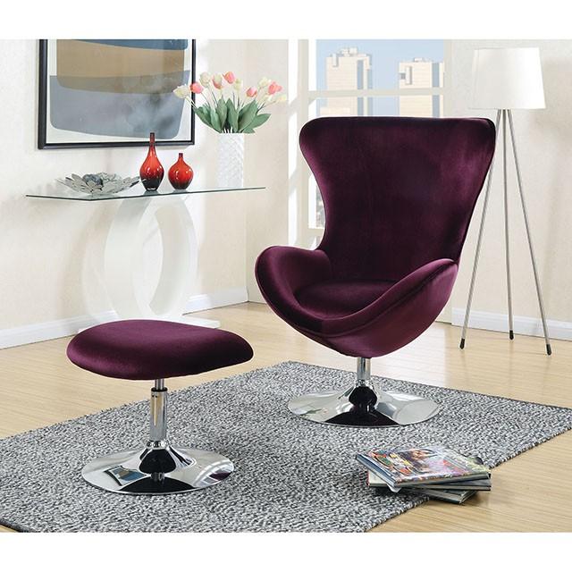 Eloise Purple Accent Chair w/ Ottoman - Time 2 Sleep (West Covina, CA)