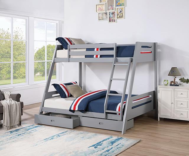 Emilee Twin/Full Bunk Bed White, Grey, Espresso, & Black - Time 2 Sleep (West Covina, CA)