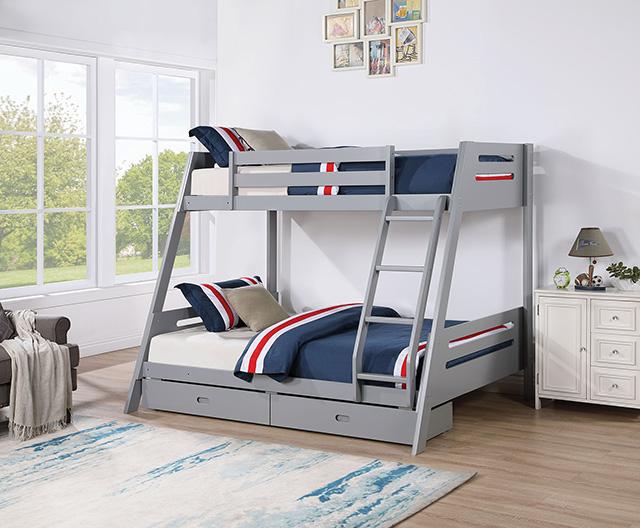 Emilee Twin/Full Bunk Bed White, Grey, Espresso, & Black - Time 2 Sleep (West Covina, CA)