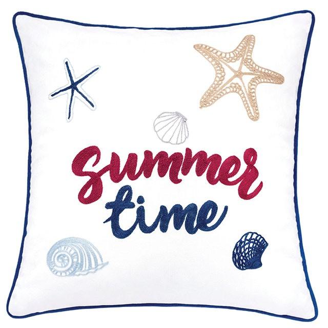 Emmie White 20" X 20" Pillow, Summer Time - Time 2 Sleep (West Covina, CA)