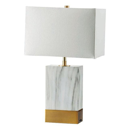 Faith White Marble/Gold 20"H White Marble Gold Table Lamp - Time 2 Sleep (West Covina, CA)