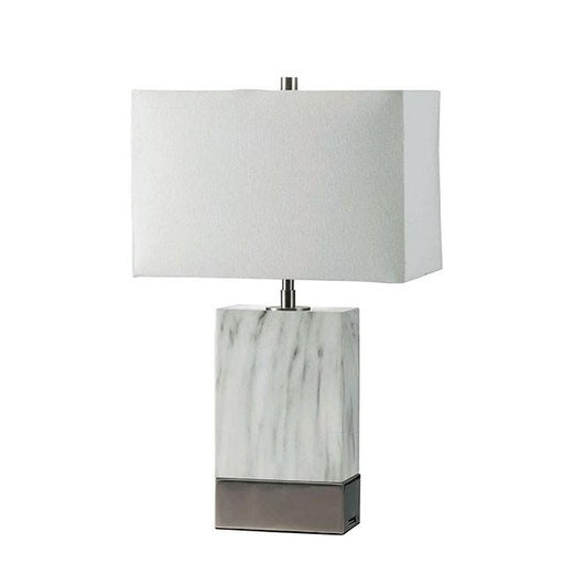 Faith White Marble/Silver 20"H White Marble Steel Table Lamp - Time 2 Sleep (West Covina, CA)