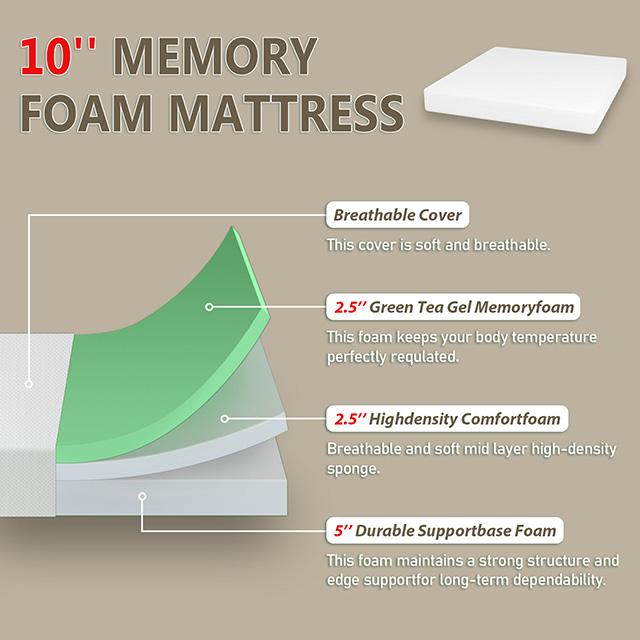 Forsythia 10" E.King Green Tea Gel Memory Foam - Time 2 Sleep (West Covina, CA)