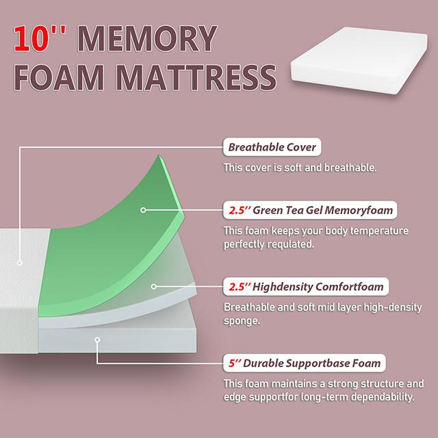 Forsythia 10" Queen Green Tea Gel Memory Foam - Time 2 Sleep (West Covina, CA)