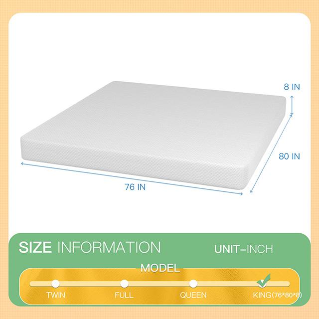 Forsythia 8" E.King Green Tea Gel Memory Foam - Time 2 Sleep (West Covina, CA)