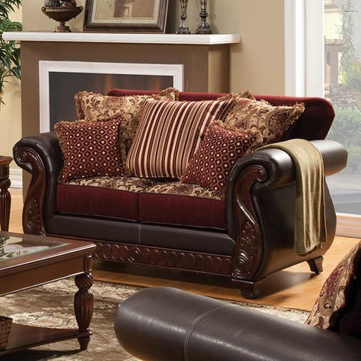 Franklin Burgundy/Espresso Love Seat, Burgundy - Time 2 Sleep (West Covina, CA)