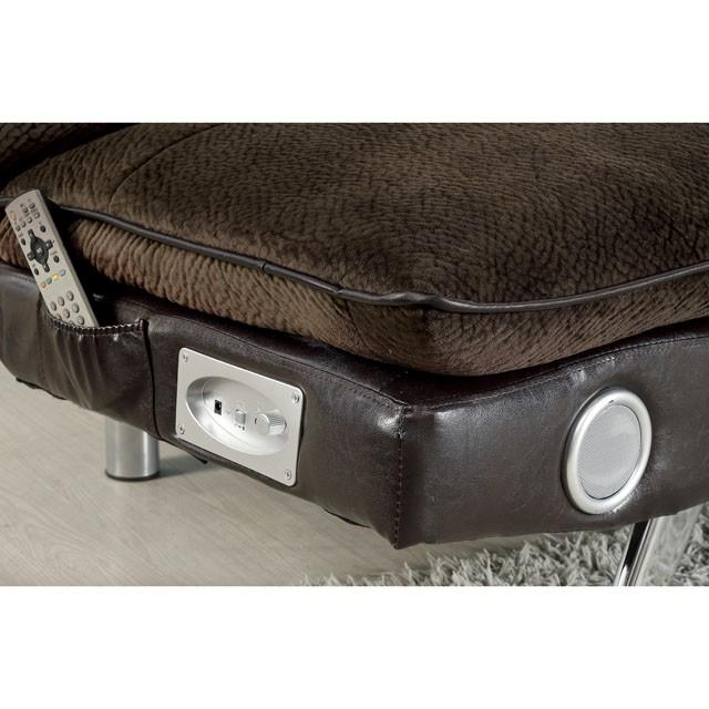 GALLAGHER Dark Brown/Chrome Futon Sofa w/ Bluetooth Speaker, Brown - Time 2 Sleep (West Covina, CA)