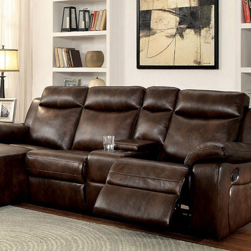 Hardy Brown Sectional w/ Console, Brown - Time 2 Sleep (West Covina, CA)