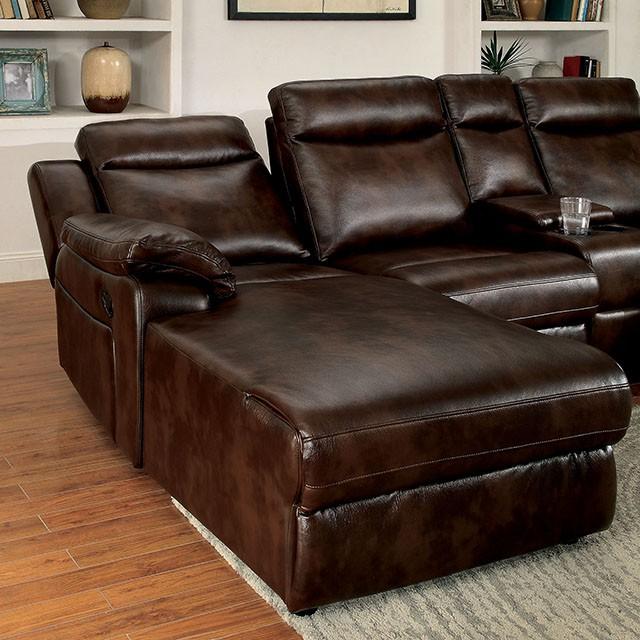 Hardy Brown Sectional w/ Console, Brown - Time 2 Sleep (West Covina, CA)