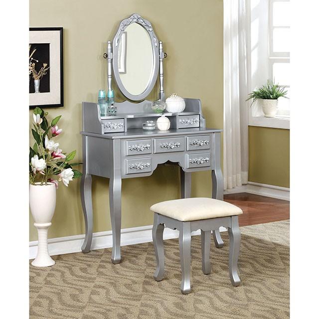 Harriet Silver Vanity w/ Stool - Time 2 Sleep (West Covina, CA)
