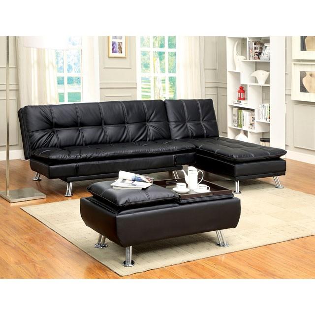 HAUSER II Black/Chrome Ottoman, Black - Time 2 Sleep (West Covina, CA)