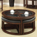 Crystal Cove II Dark Walnut Round Coffee Table w/ 4 Stools - Time 2 Sleep (West Covina, CA)