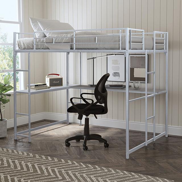 Cybill Full Loft Bed White, Silver, & Black - Time 2 Sleep (West Covina, CA)