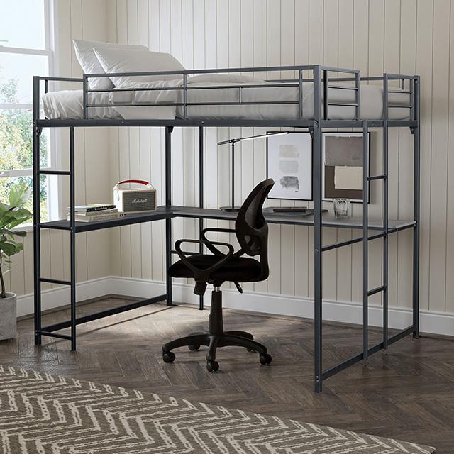 Cybill Full Loft Bed White, Silver, & Black - Time 2 Sleep (West Covina, CA)