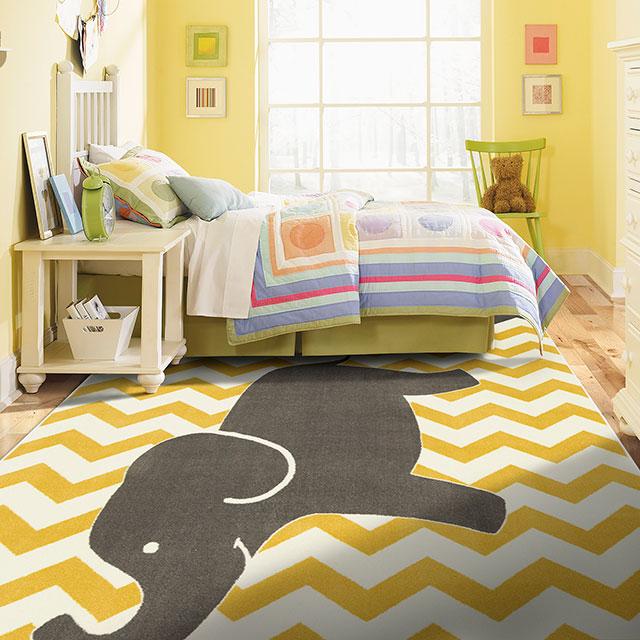 BARON 5' X 8', Area Rug, Elephant, Yellow/Gray - Time 2 Sleep (West Covina, CA)