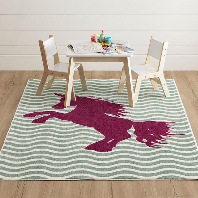BARON 5' X 8', Area Rug, Horse, Sage Green/Fuchsia - Time 2 Sleep (West Covina, CA)