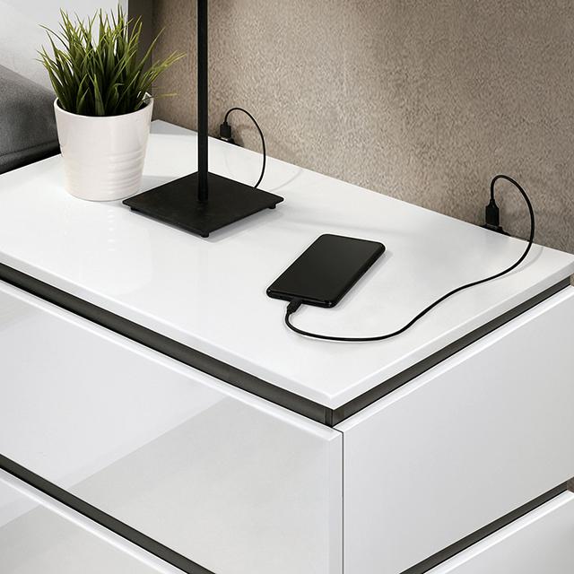 BIRSFELDEN Night Stand w/ USB, White - Time 2 Sleep (West Covina, CA)
