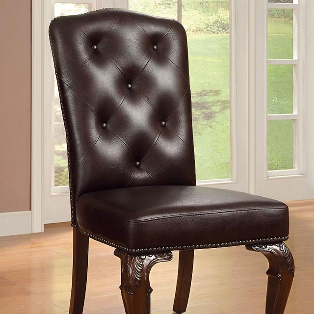 Bellagio Brown Cherry/Pattern Leatherette Side Chair (2/CTN) - Time 2 Sleep (West Covina, CA)