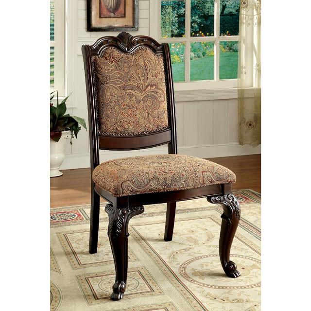BELLAGIO Brown Cherry/Pattern Fabric Side Chair (2/CTN) - Time 2 Sleep (West Covina, CA)