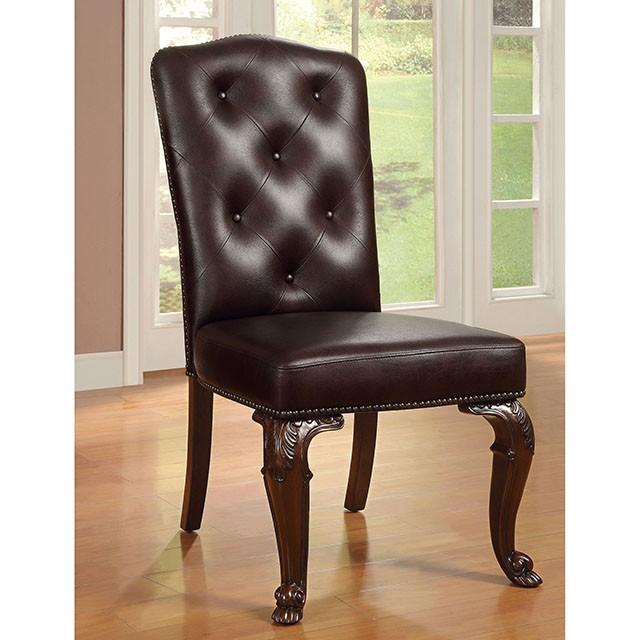 Bellagio Brown Cherry/Pattern Leatherette Side Chair (2/CTN) - Time 2 Sleep (West Covina, CA)