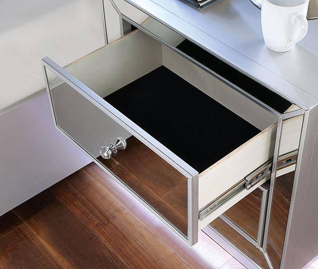 BELLADONNA Night Stand w/ LED & USB, Silver - Time 2 Sleep (West Covina, CA)