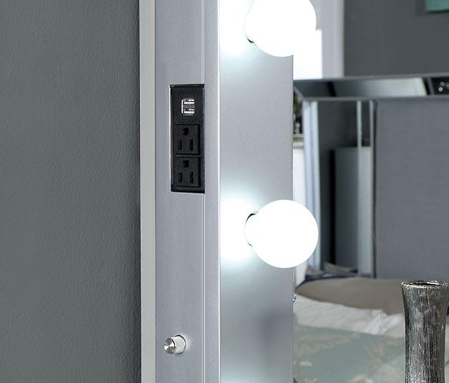 BELLADONNA Mirror w/ USB, Power, Light, Silver - Time 2 Sleep (West Covina, CA)