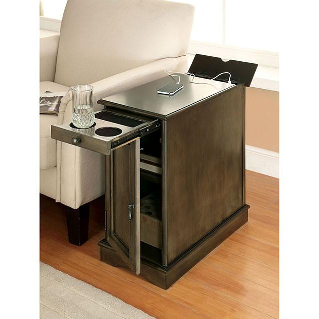 LILITH I Gray Side Table w/ USB - Time 2 Sleep (West Covina, CA)