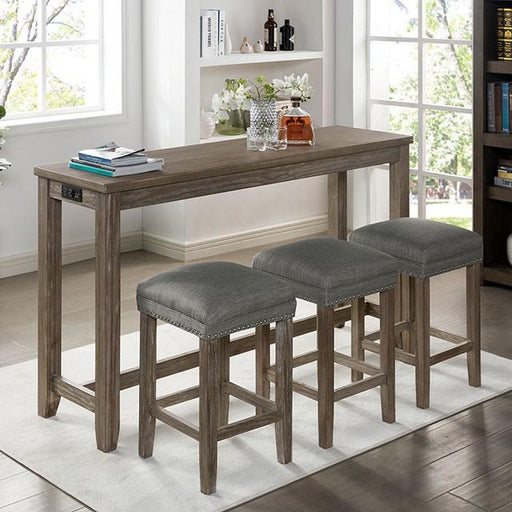 CAERLEON 4 Pc. Counter Ht. Table Set, Wire-brushed Gray - Time 2 Sleep (West Covina, CA)