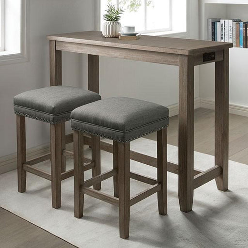 CAERLEON 3 Pc. Counter Ht. Table Set, Wire-brushed Gray - Time 2 Sleep (West Covina, CA)
