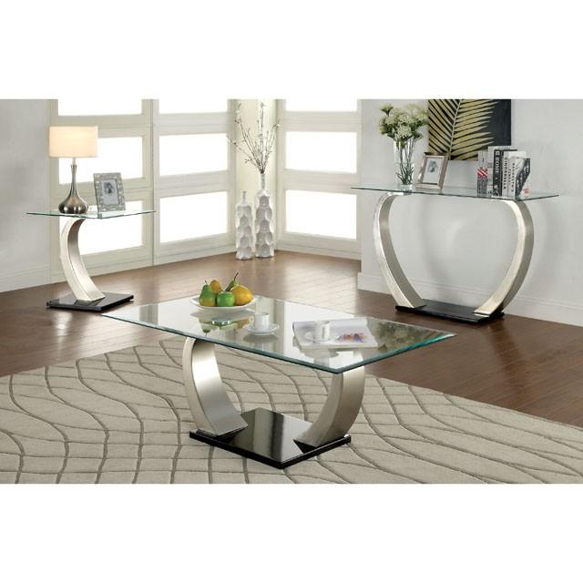 ROXO Satin Plated/Black Sofa Table - Time 2 Sleep (West Covina, CA)