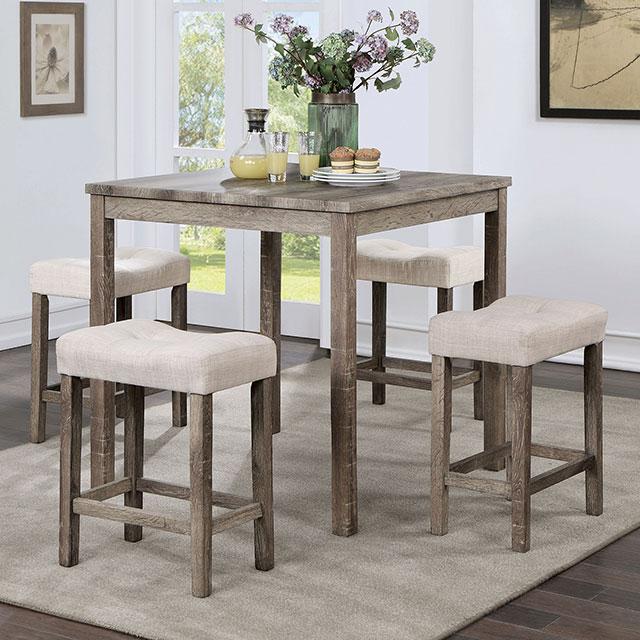 TORREON 5 Pc. Counter Ht. Table Set, Light Gray/Beige - Time 2 Sleep (West Covina, CA)