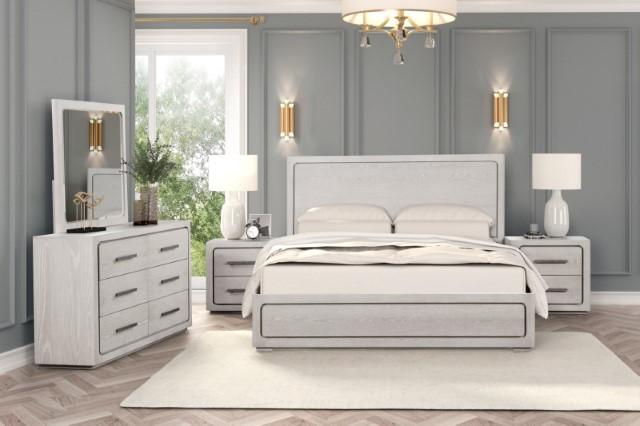 Crowthorne E.King & Queen Bed Grey & White - Time 2 Sleep (West Covina, CA)