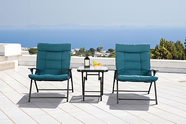 Bastia 3 Pc. Conversation Set Teal & Beige - Time 2 Sleep (West Covina, CA)