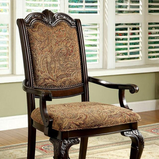 BELLAGIO Brown Cherry/Pattern Fabric Arm Chair (2/CTN) - Time 2 Sleep (West Covina, CA)