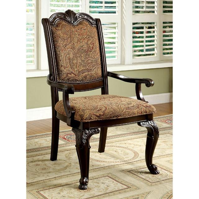 BELLAGIO Brown Cherry/Pattern Fabric Arm Chair (2/CTN) - Time 2 Sleep (West Covina, CA)