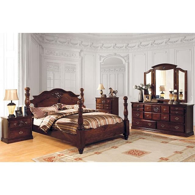 Tuscan II Glossy Dark Pine Cal.King, E.King, & Queen Bed - Time 2 Sleep (West Covina, CA)