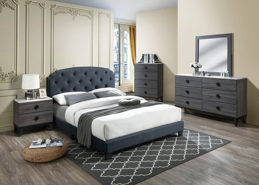 Chyuan Queen Bed/Charcole Burplap in Charcoal / Black - Time 2 Sleep (West Covina, CA)
