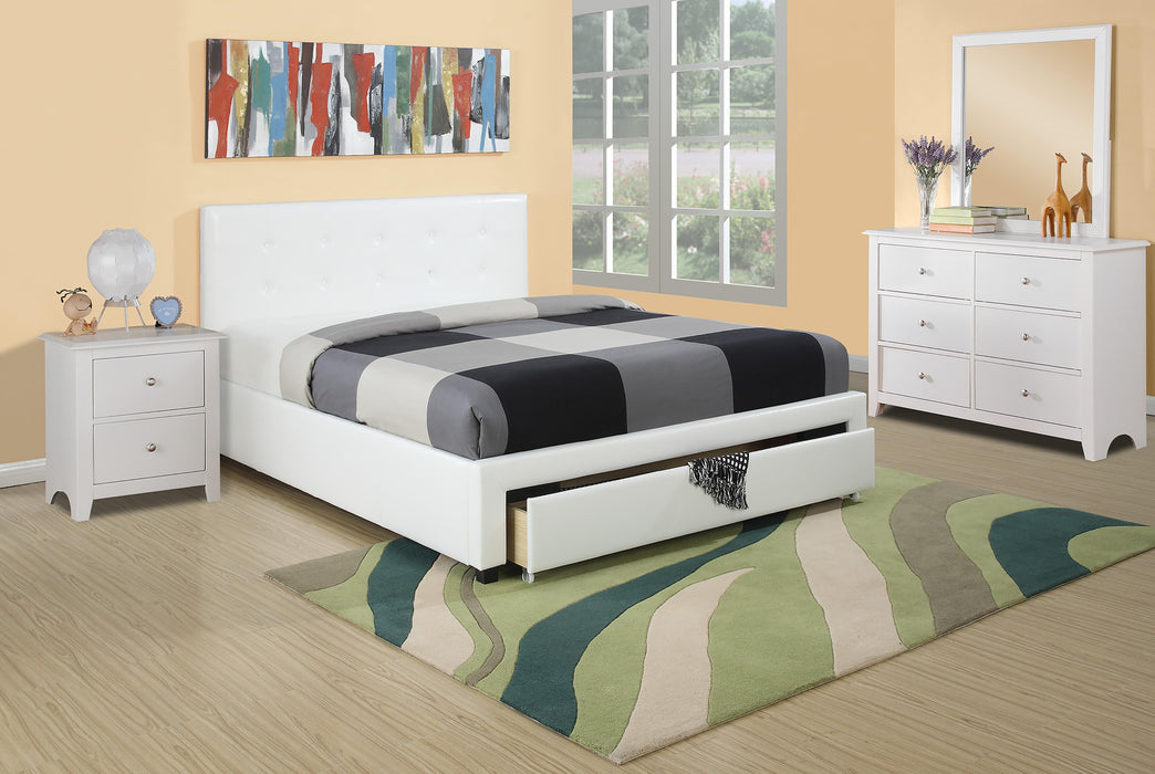 Liihcc Queen Bed W/Drawer-Pu White in White / Black - Time 2 Sleep (West Covina, CA)