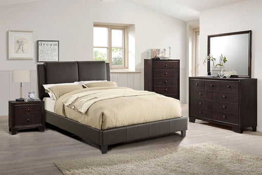 Vphong E. King Bed/Brown Pu, Headboard 46"H/Footboard 15.5"H in Brown / Espresso - Time 2 Sleep (West Covina, CA)