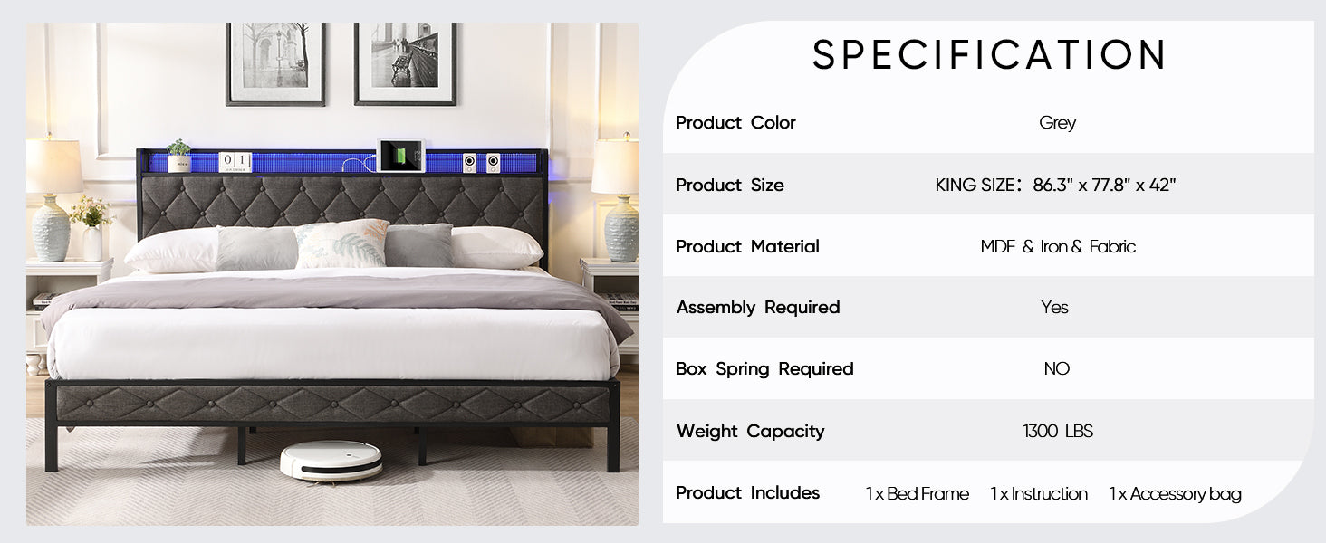 King Size Platform Bed Frame 