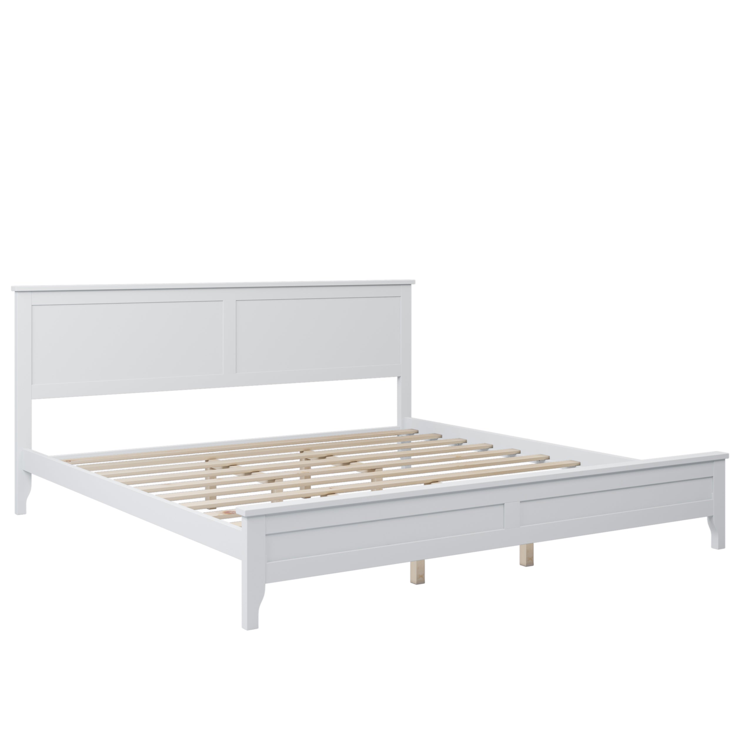 Modern White King Platform Bed