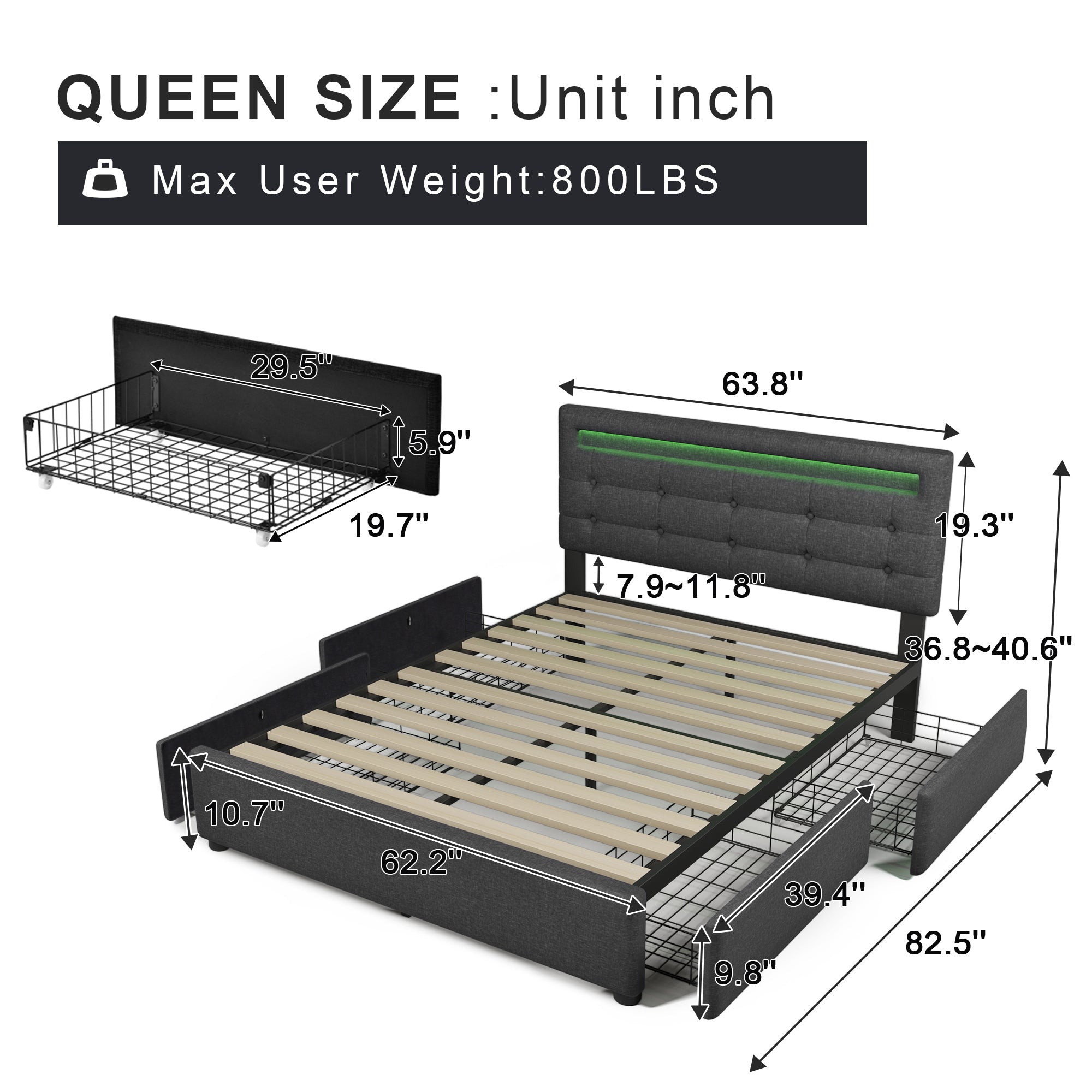 Queen Led Bed Frame