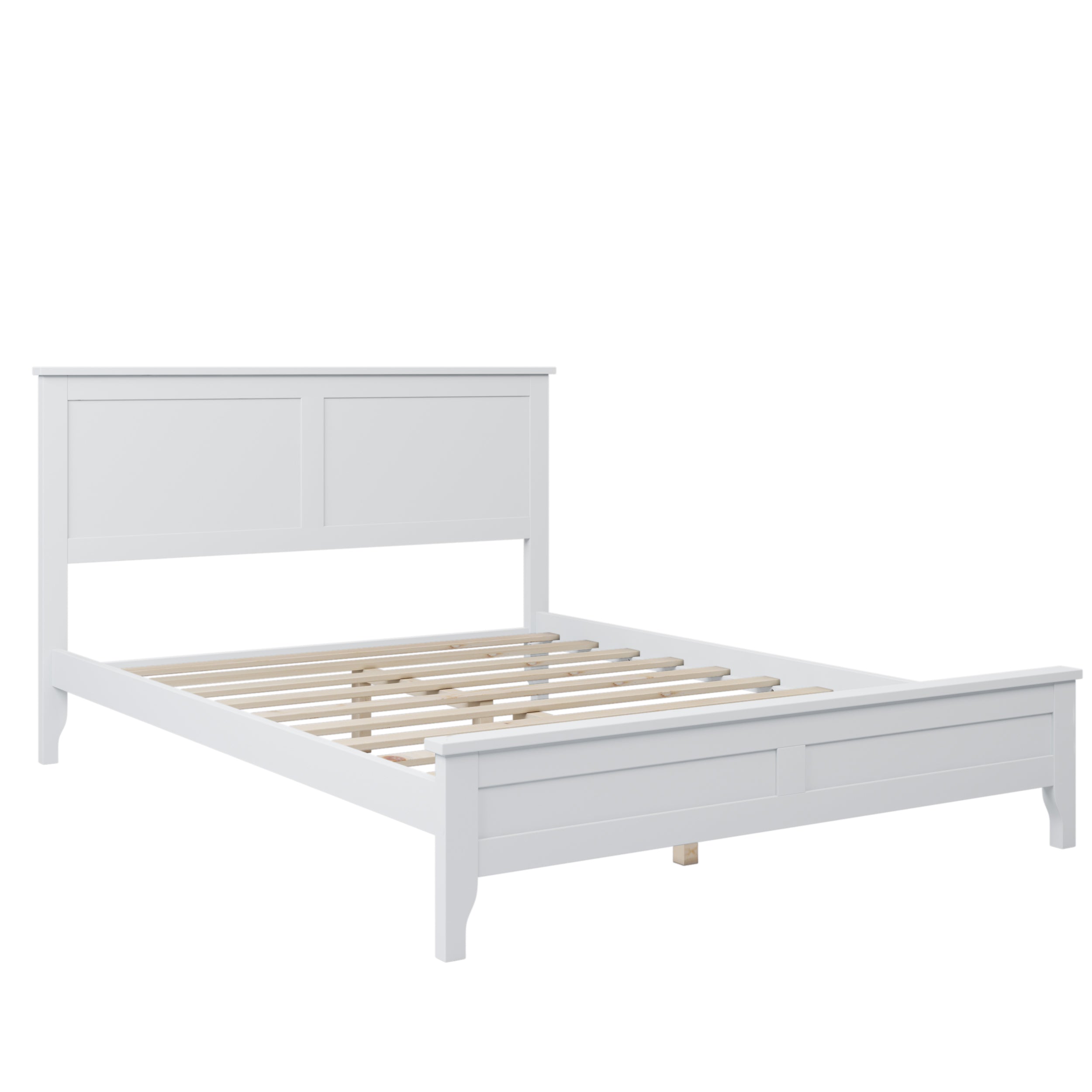 White Solid Platform Bed 