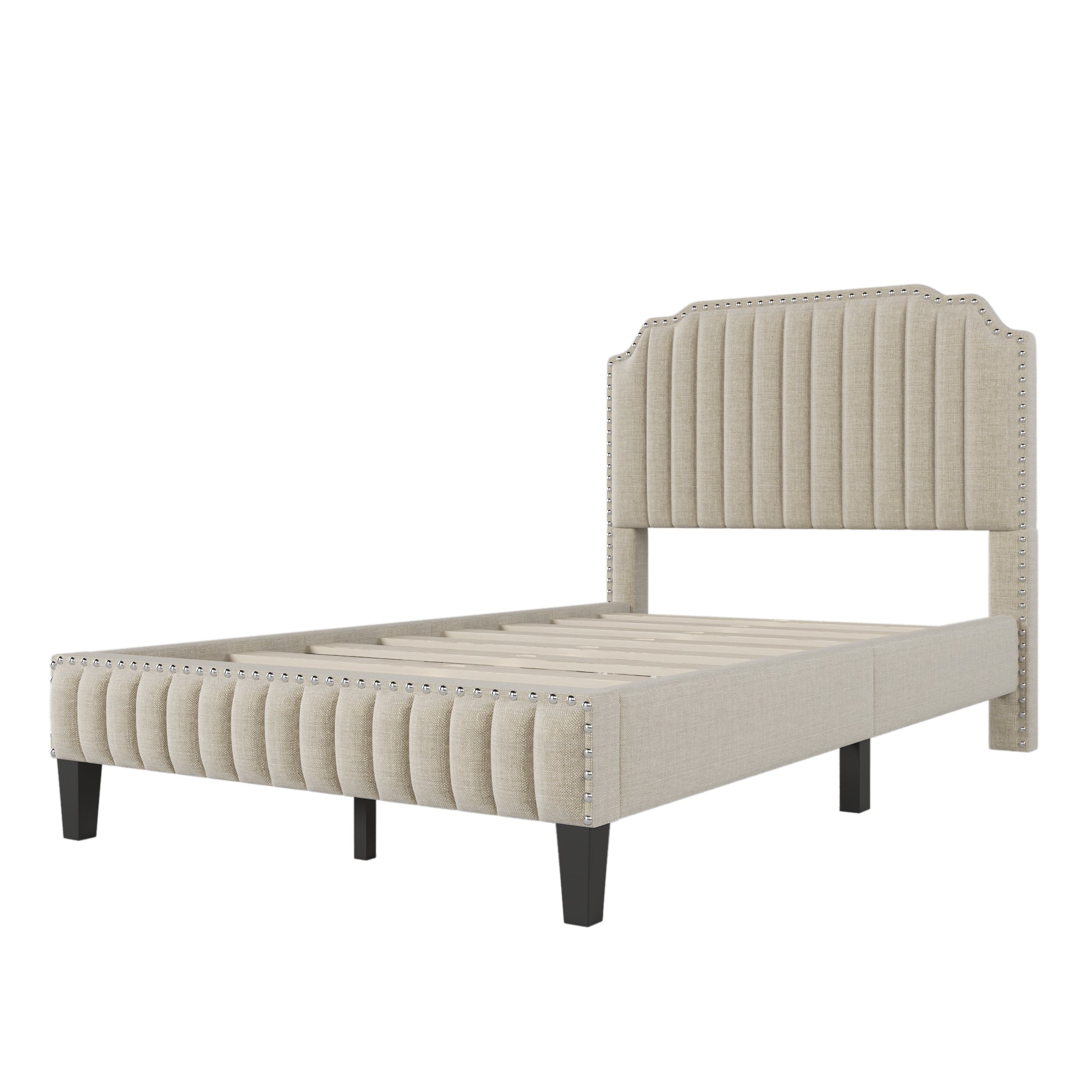 Curved Upholstered Platform Bed