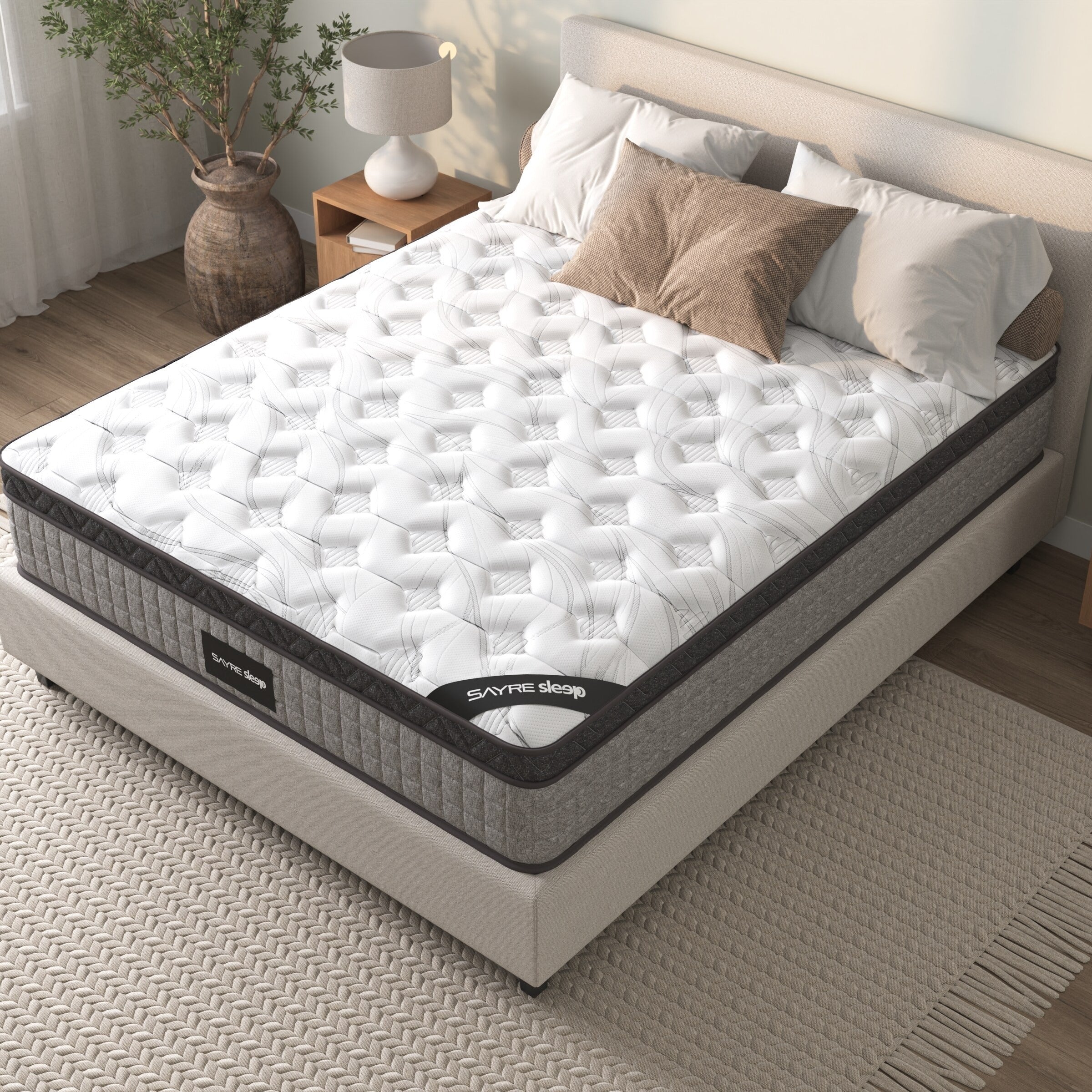 Assembled in USA -  High Quality 10" Twin Diamond Innerspring Hybrid and Cooling Gel Memory Foam Mattress, Pressure Relief, and Motion Isolation, CertiPUR-US and Oeko TEX Certified