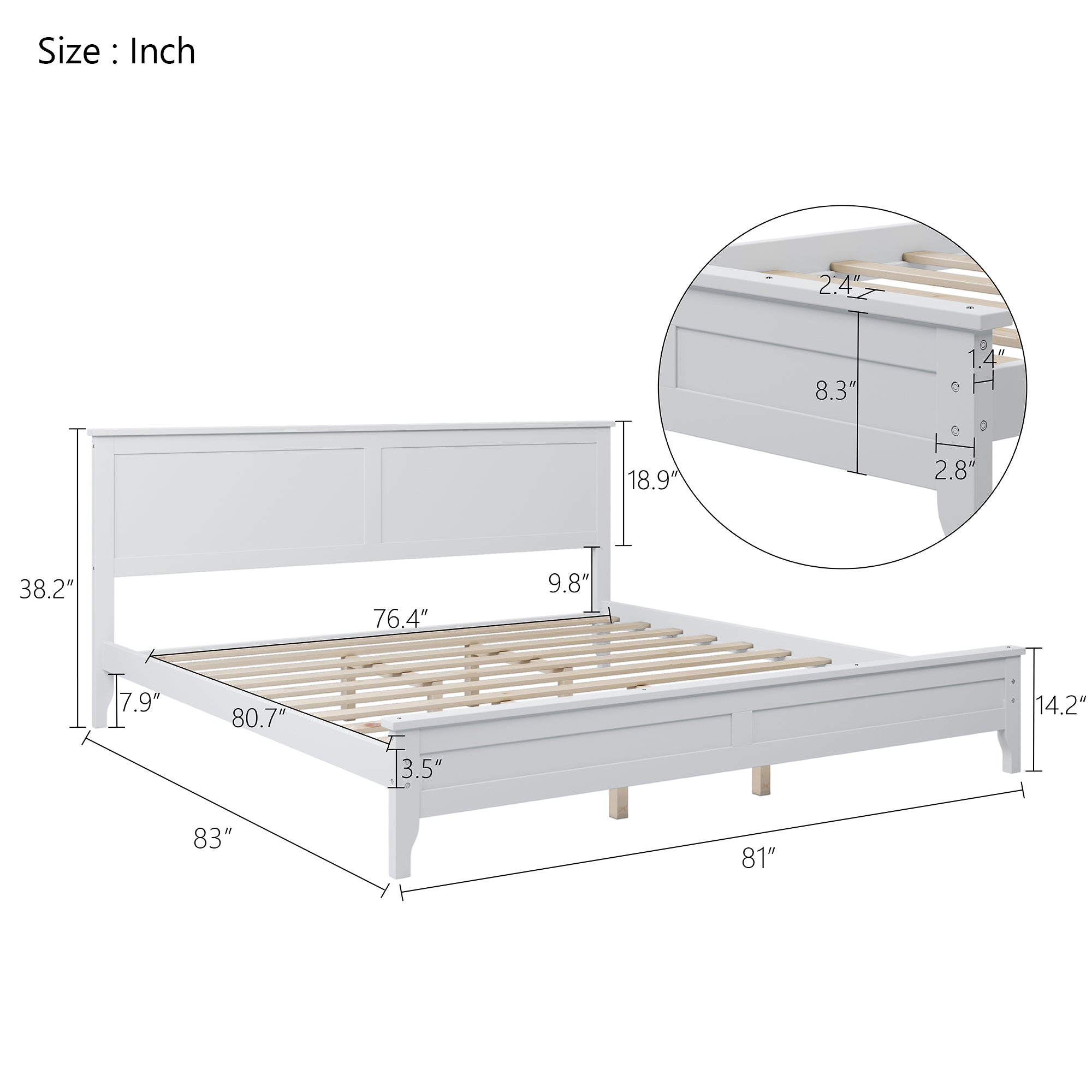 Modern White King Platform Bed