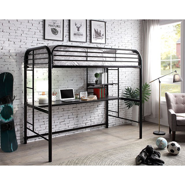 Opal Iii Black & Silver Twin Loft Bed - Time 2 Sleep (West Covina, CA)