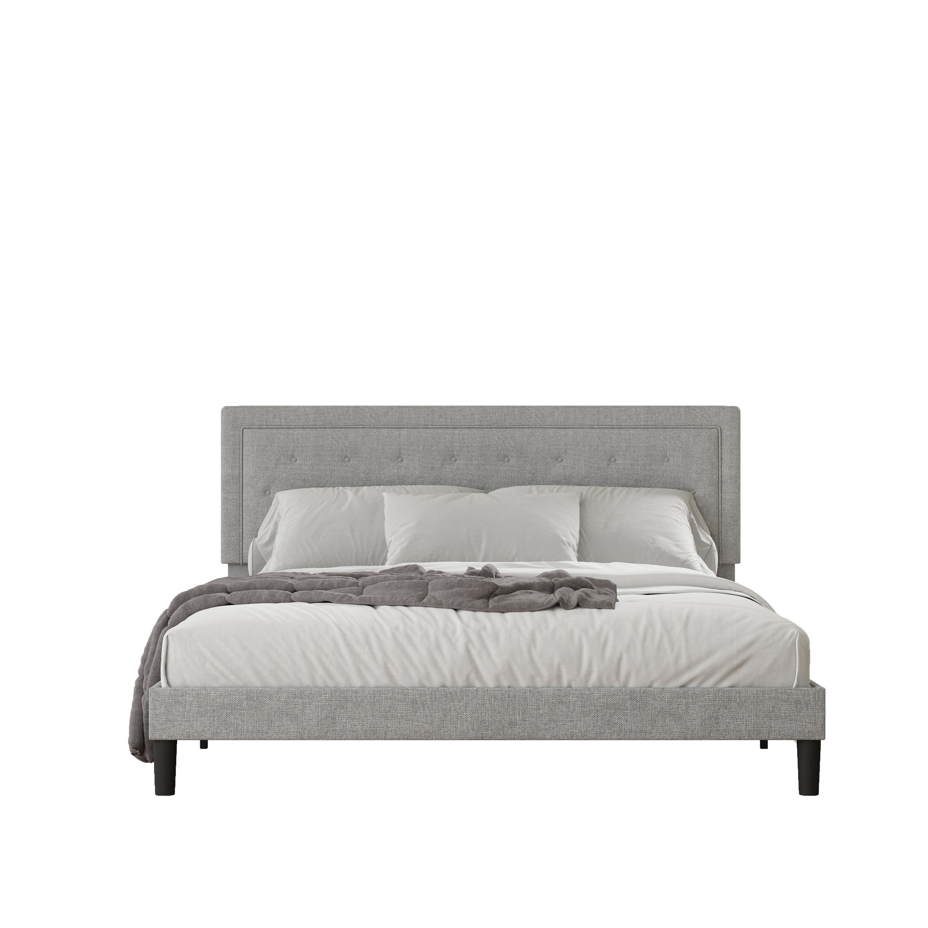 Light Grey Bed Frame With Adjustable Border